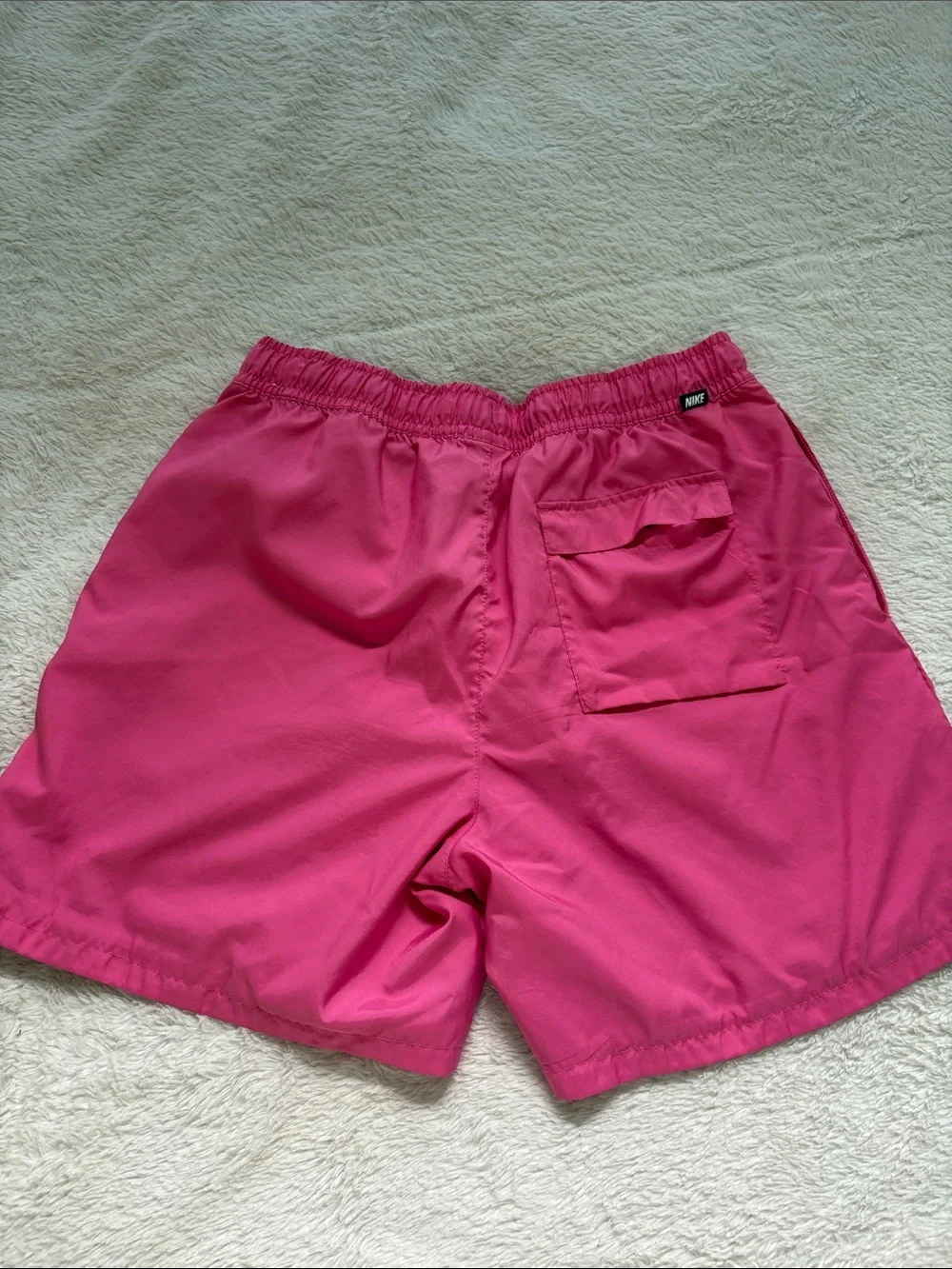 Nike Men’s Bright Pink Swim Trunks with White Drawstring